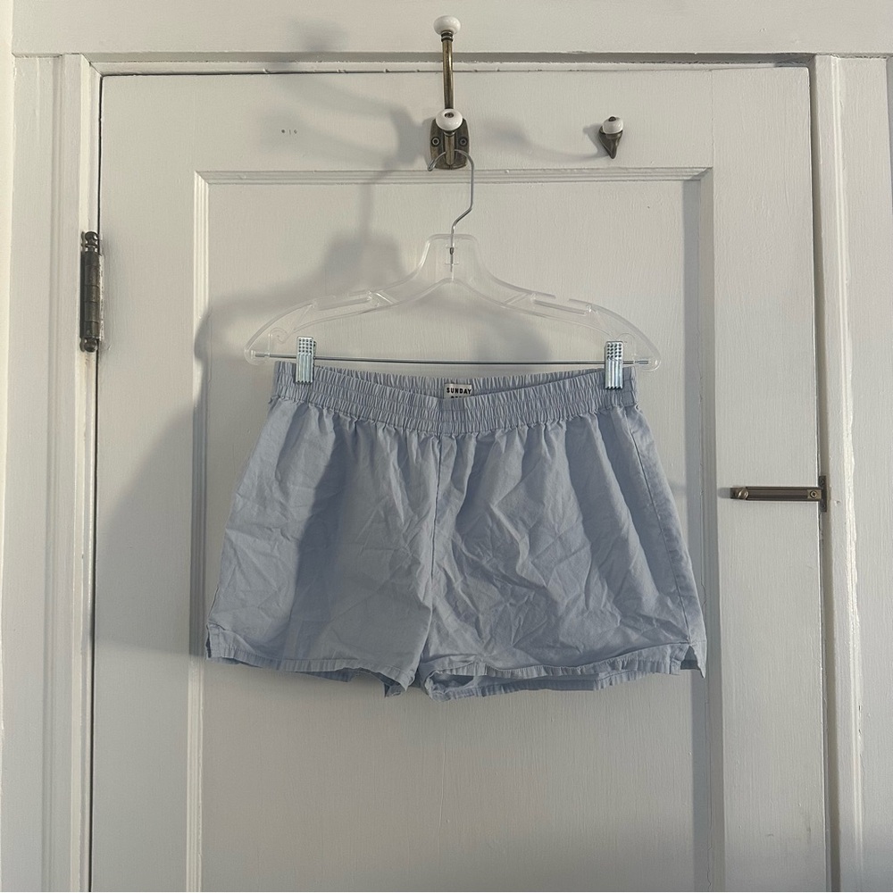 Aritzia Sunday Best Light Blue Elastic Waist 100% cotton boxer short